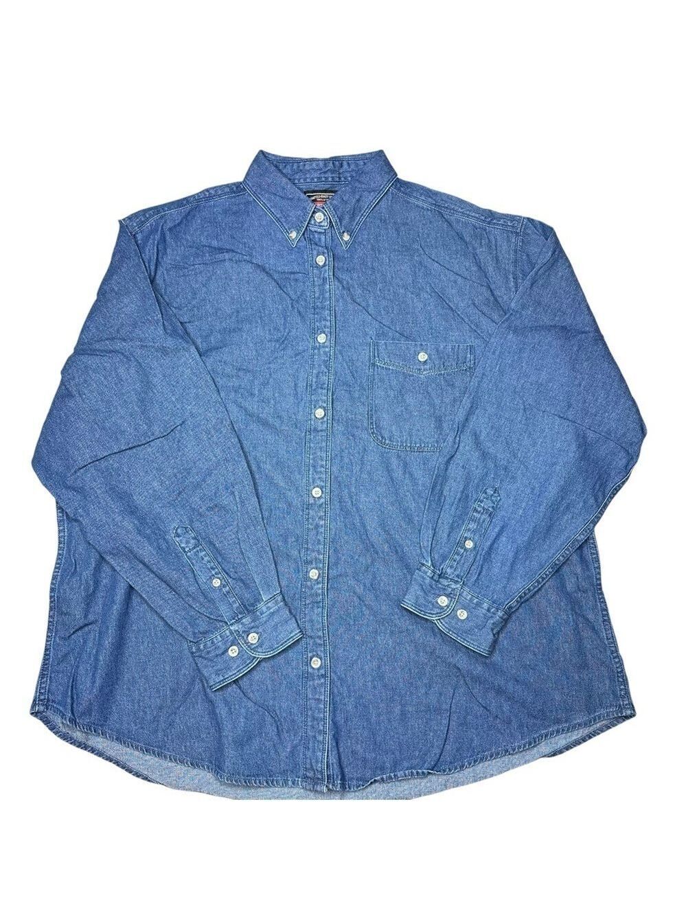 Wrangler Hero Long Sleeve Button Front Blue Denim Shirt Women’s Size 2XL